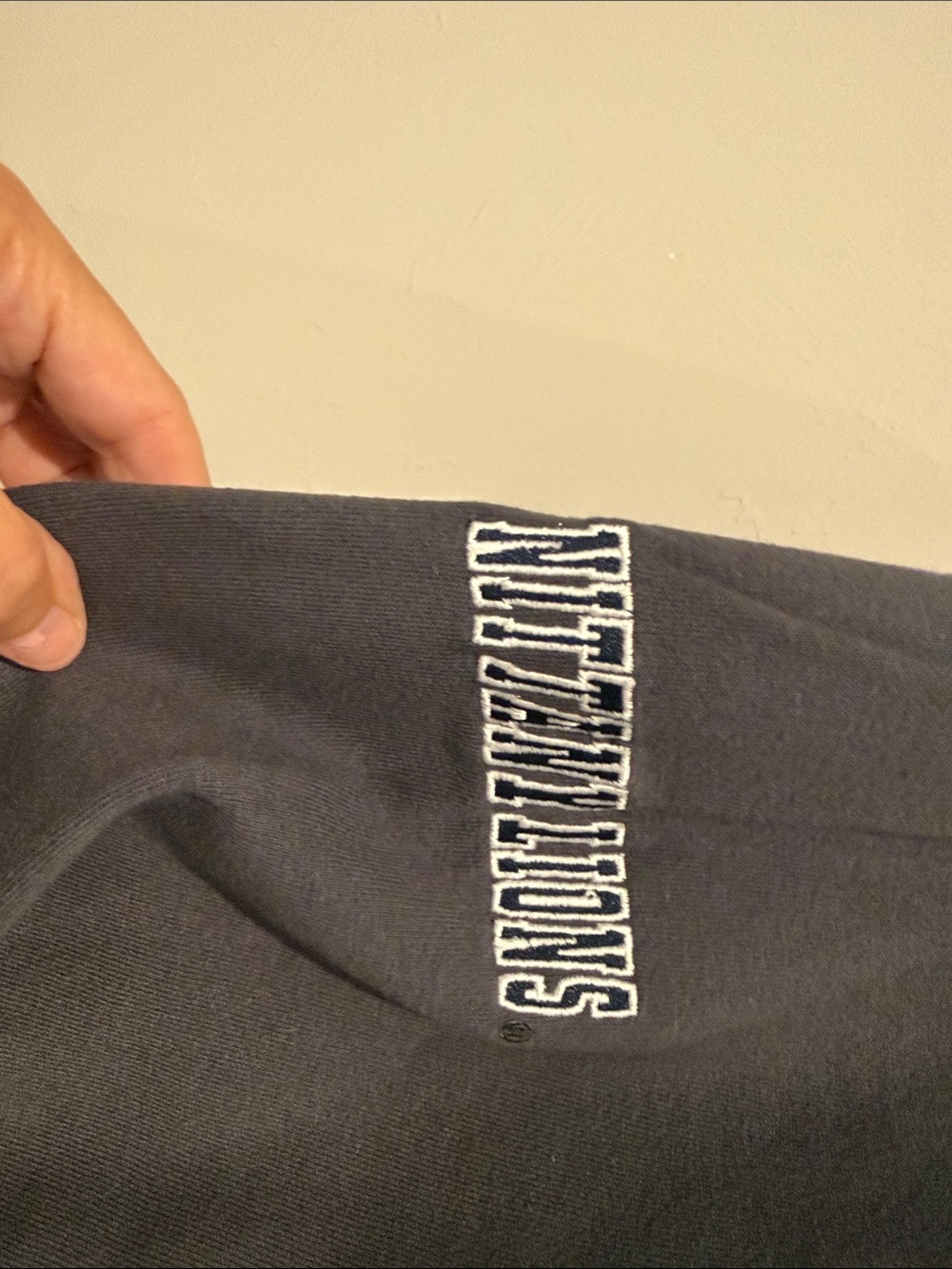 Stadium Athletics Gray Pullover Hoodie with Navy Logo - Picture 4 of 5